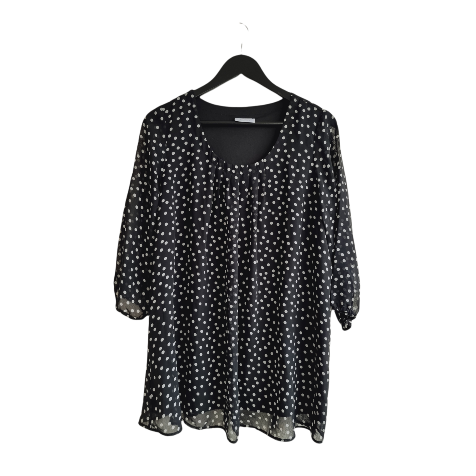 Yessica by C&A Blouse noire à pois blanc (SIZE : L/XL)