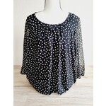 Yessica by C&A Blouse noire à pois blanc (SIZE : L/XL)