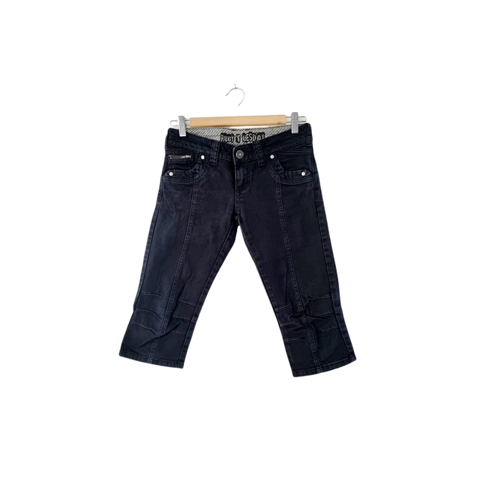 Ruby Tuesday Pantalon ¾ noir en jeans (SIZE : 36)