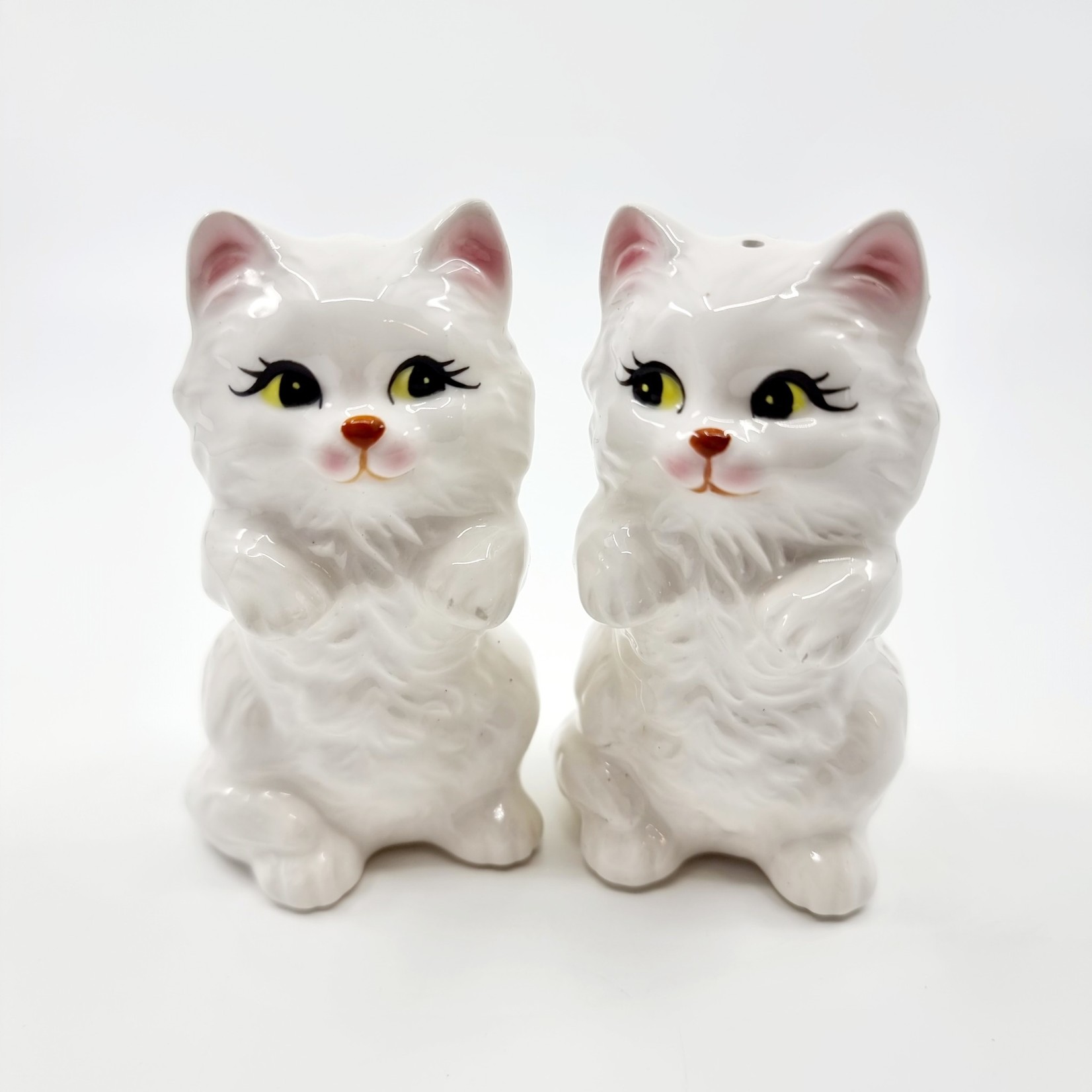 Salière et poivrière - chat blanc aux yeux jaunes (Modèle n°82)