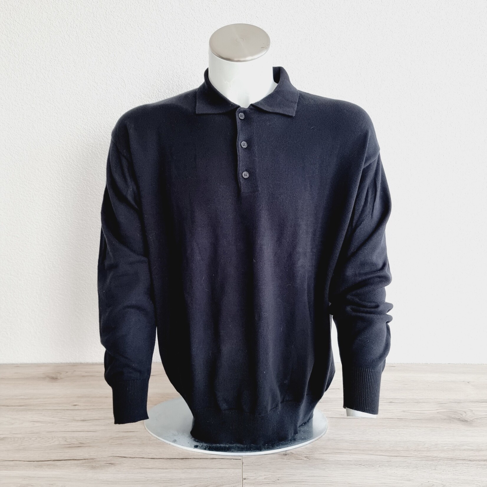 World of Basics Pull noir à col polo - Marc (SIZE : M)