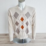 HALIFAKS Pullover col en V motif argyle (SIZE : M)