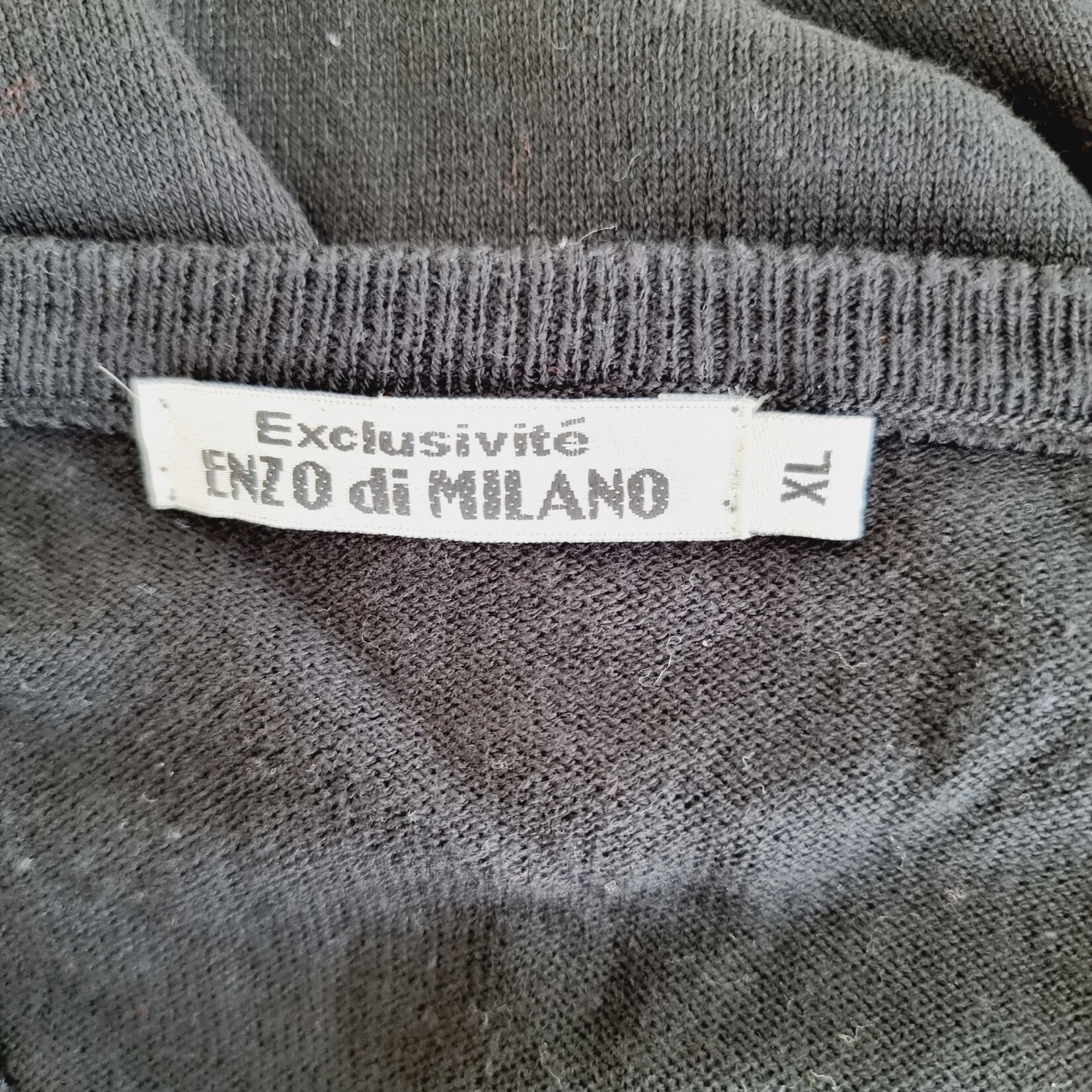 Enzo Di Milano Pullover noir col V - Enzo (SIZE : XL)