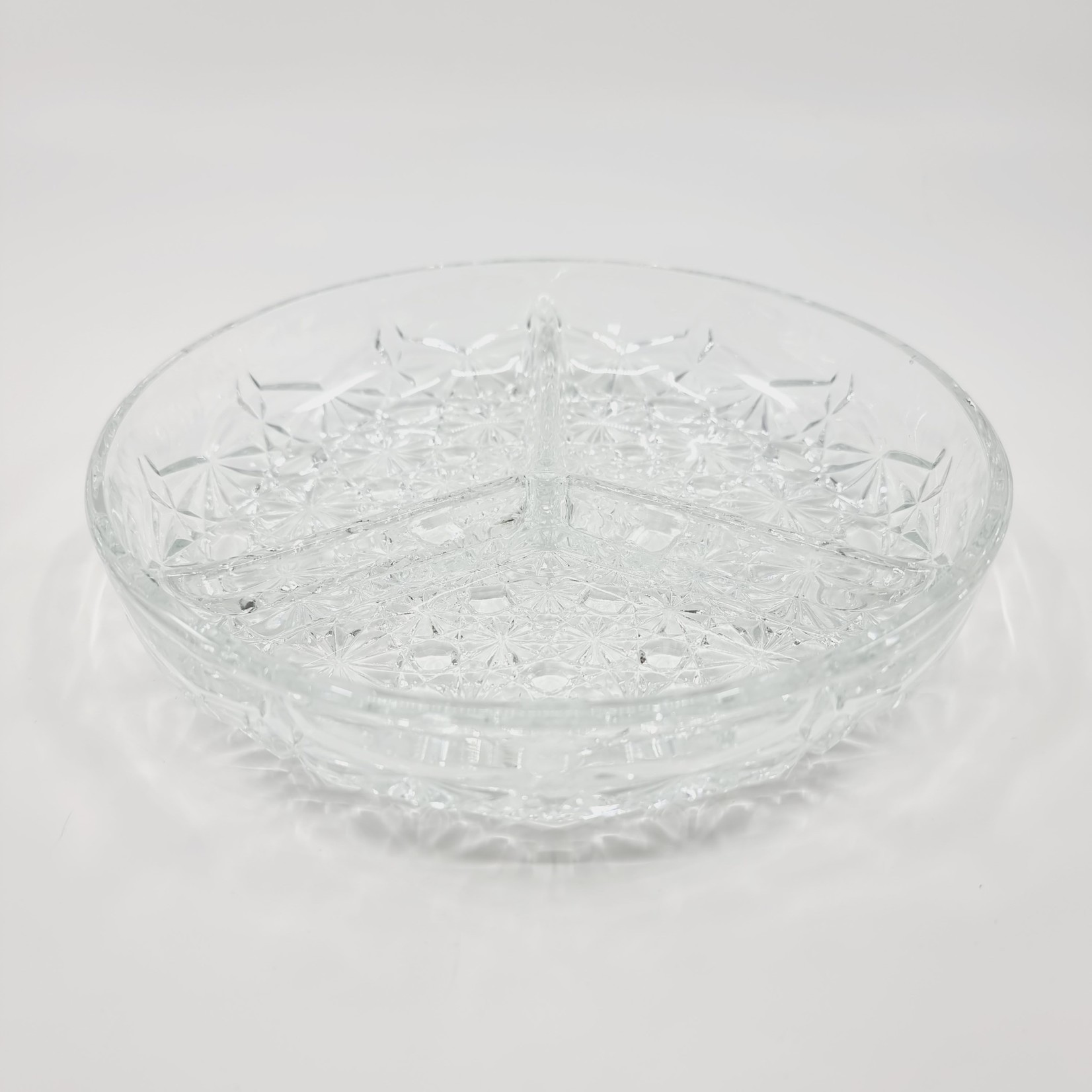 Plat à 3 compartiments en verre taillé