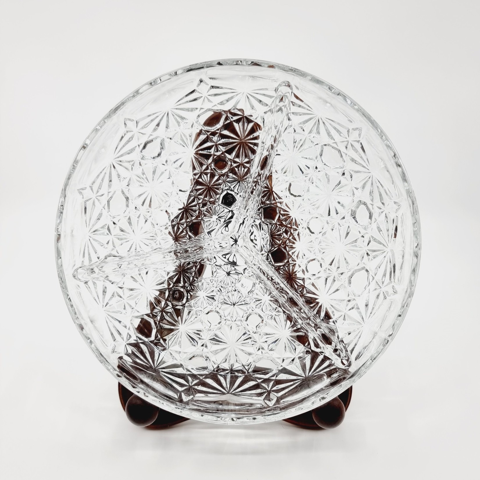 Plat à 3 compartiments en verre taillé