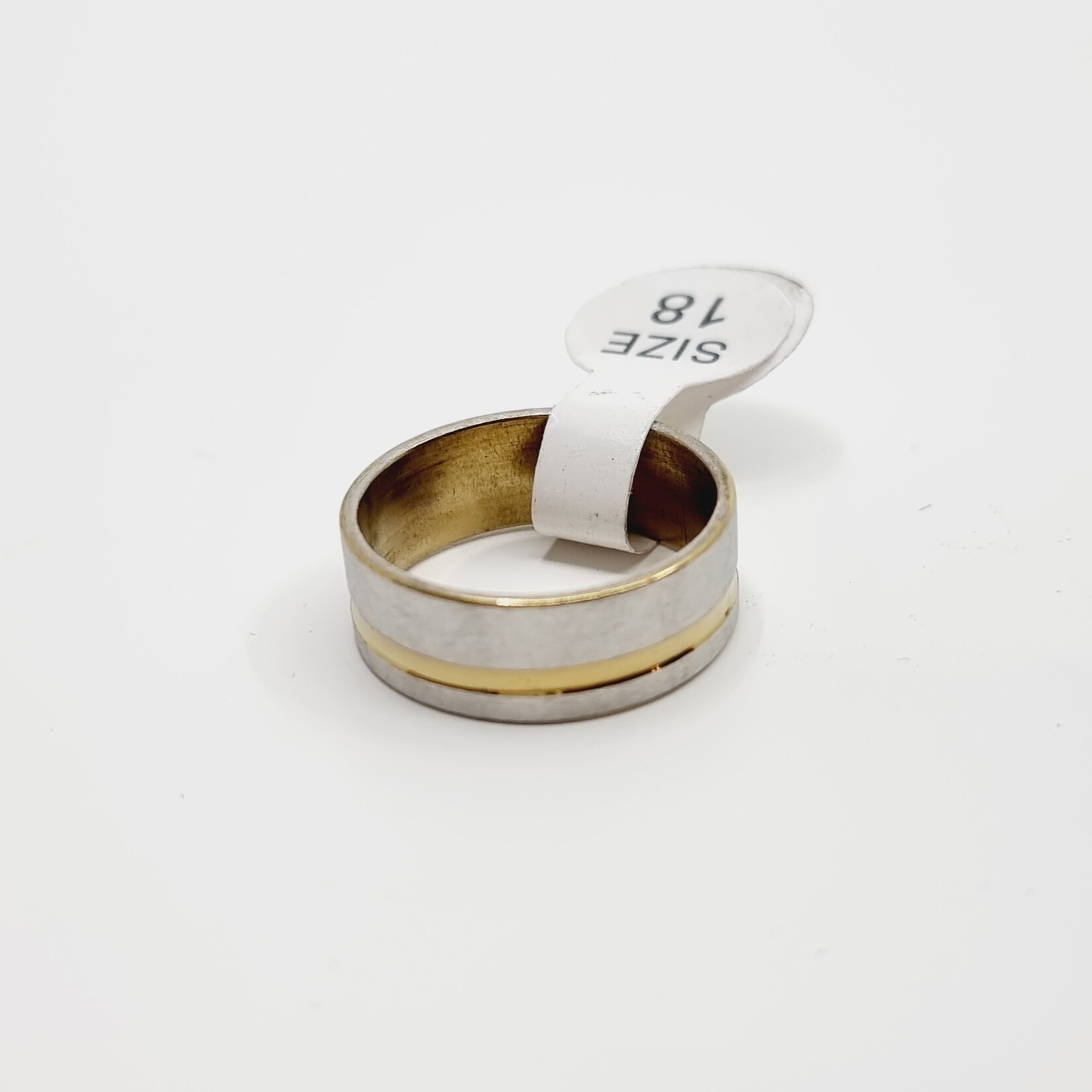 Bague argentée - rainure dorée (SIZE : 18) - Modèle n°23