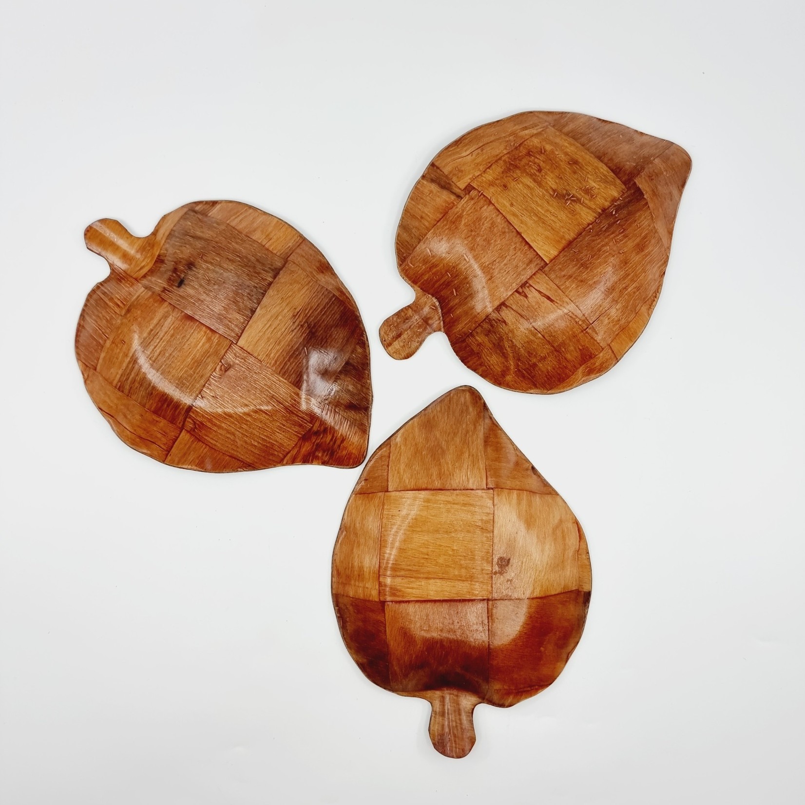 Plat à tapas en bois - feuille (3 pièces)
