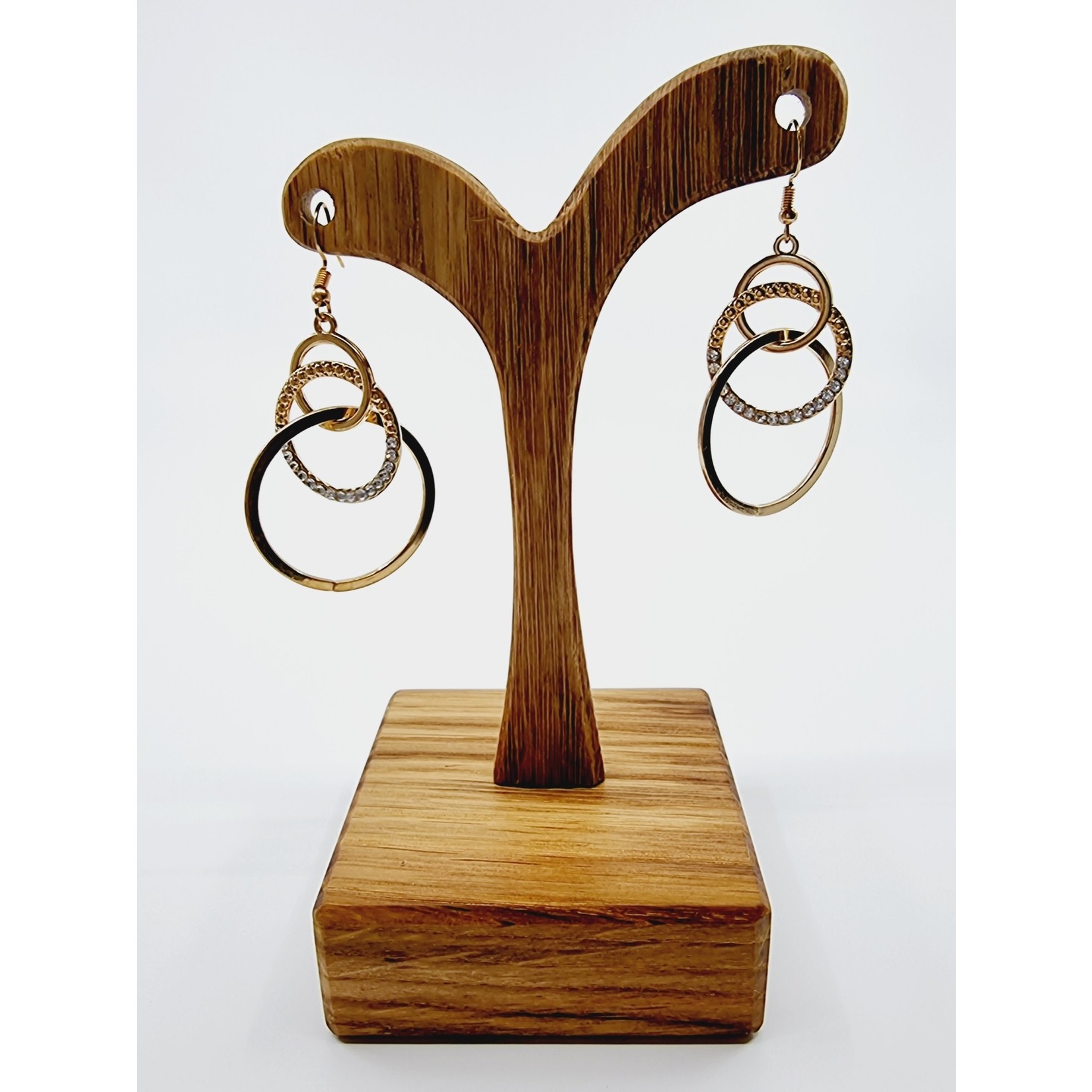 Boucles d'oreilles longues - dorées à anneaux