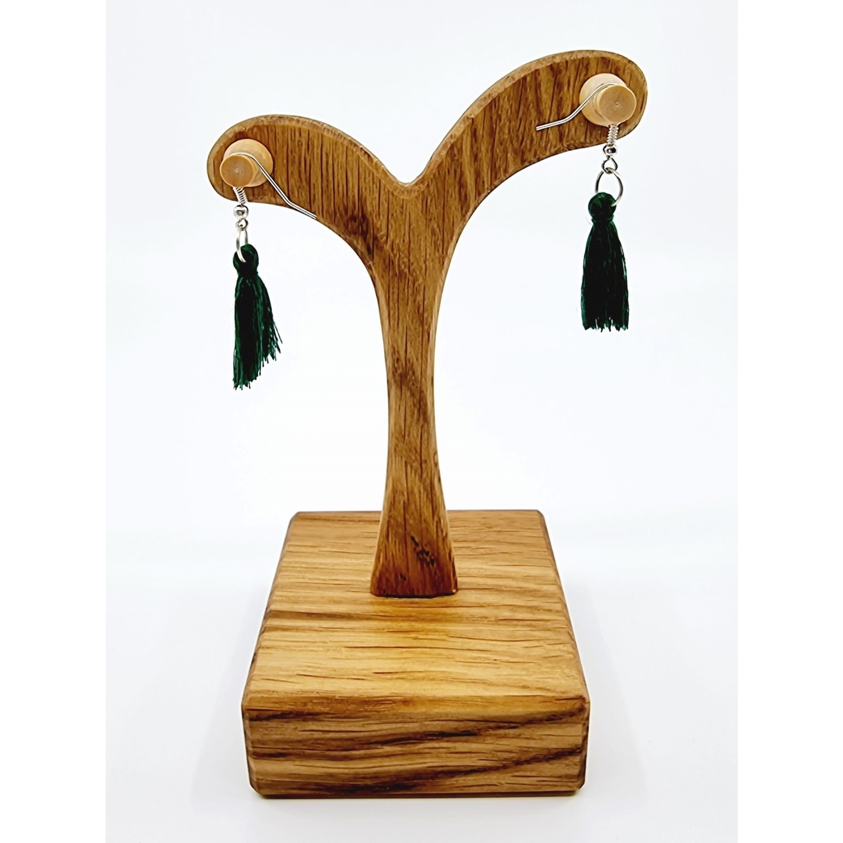 Boucles d'oreilles pompon - vert sapin