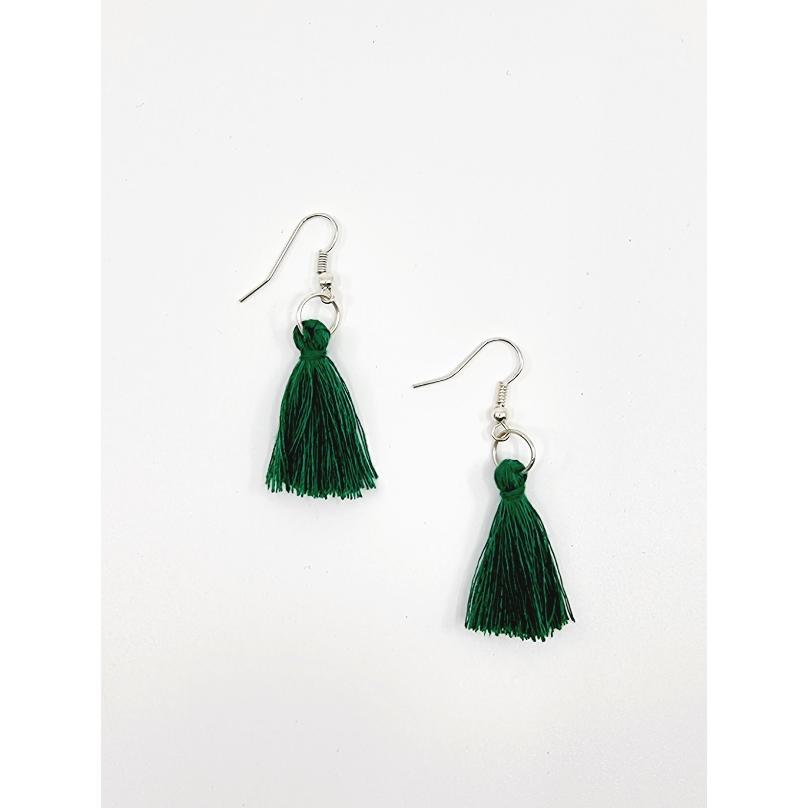 Boucles d'oreilles pompon - vert sapin