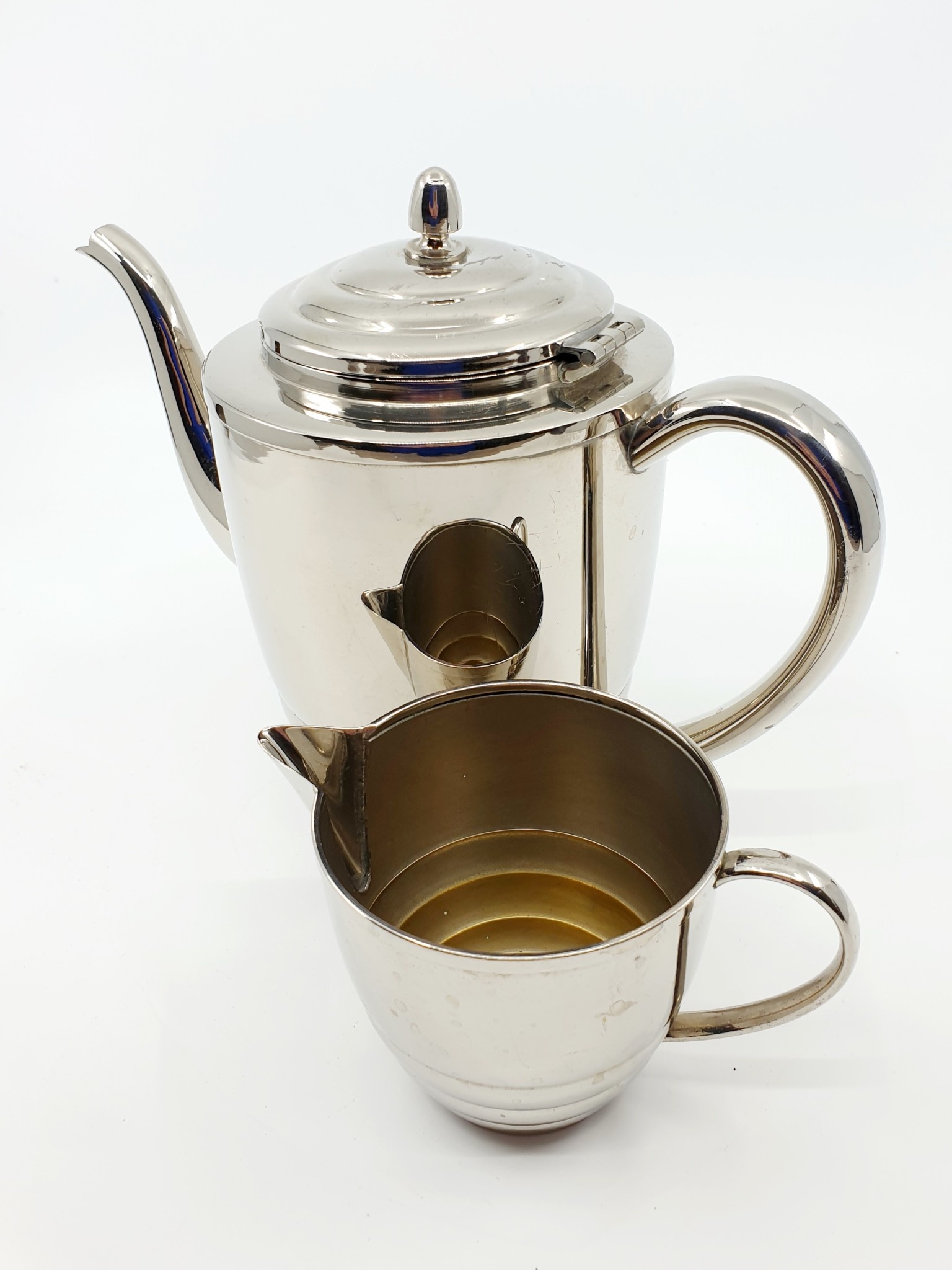 Service à Café En Porcelaine Kronester Bavaria – Blanc Et Or – Cafetière, Pot à Lait, Sucrier