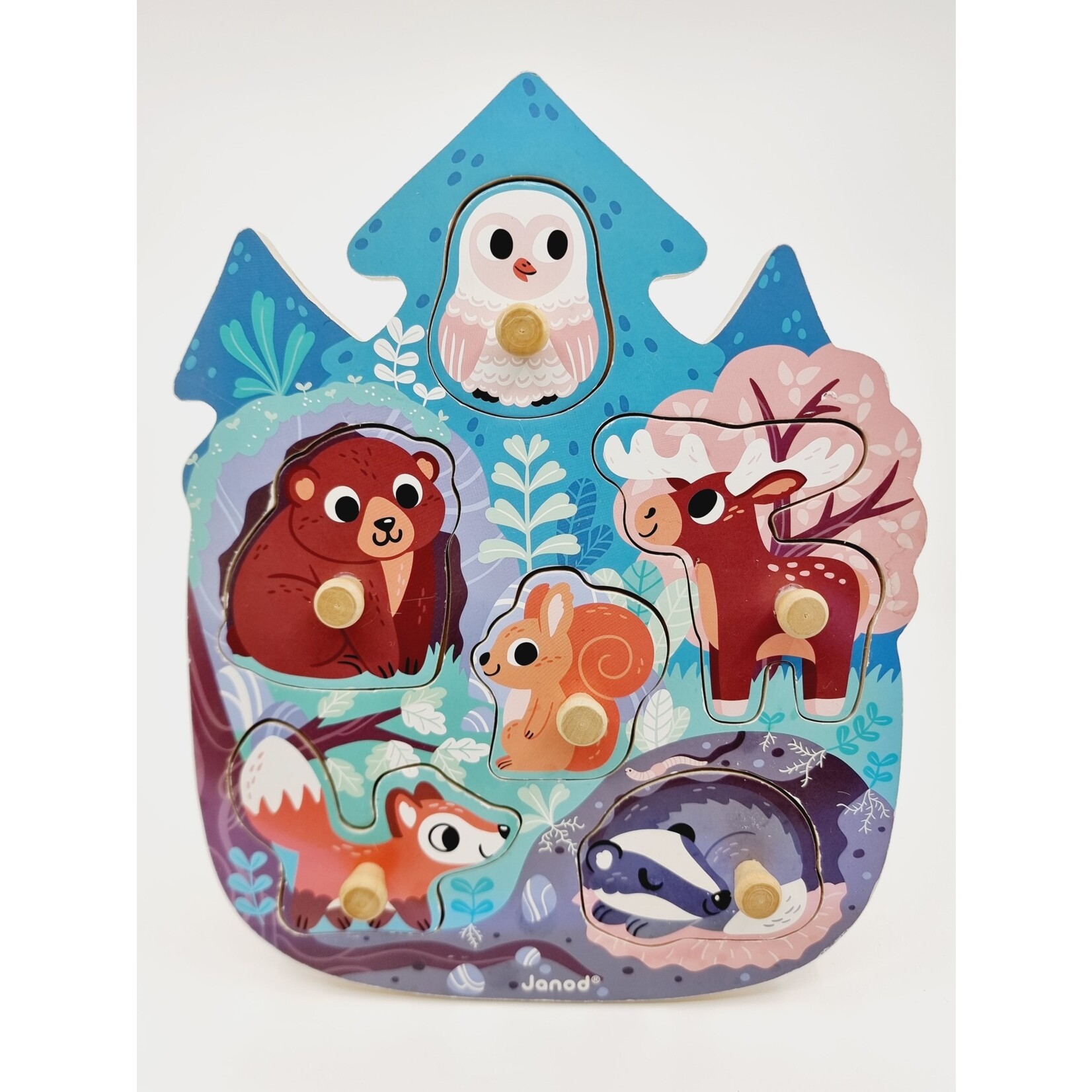 Junod Puzzle en bois à encastrer - Animaux de la forêt (6 pièces)