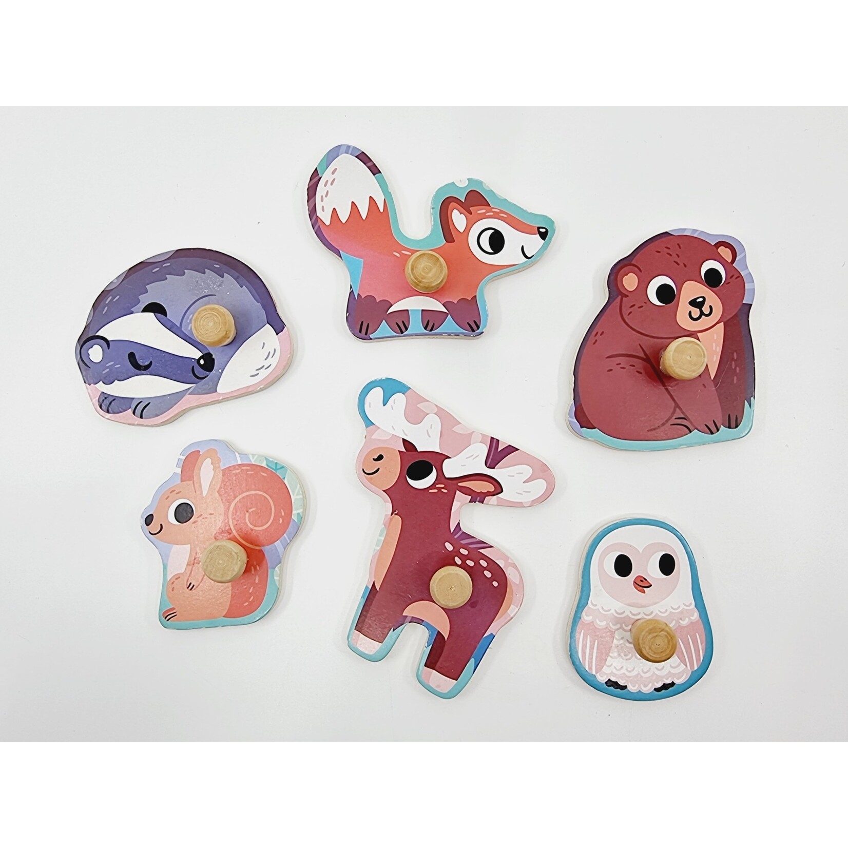 Junod Puzzle en bois à encastrer - Animaux de la forêt (6 pièces)