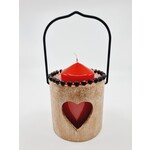 Lanterne cuivrée avec bougie cuivrée - Coeur