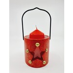 Lanterne rouge de Noël avec bougie - Etoile