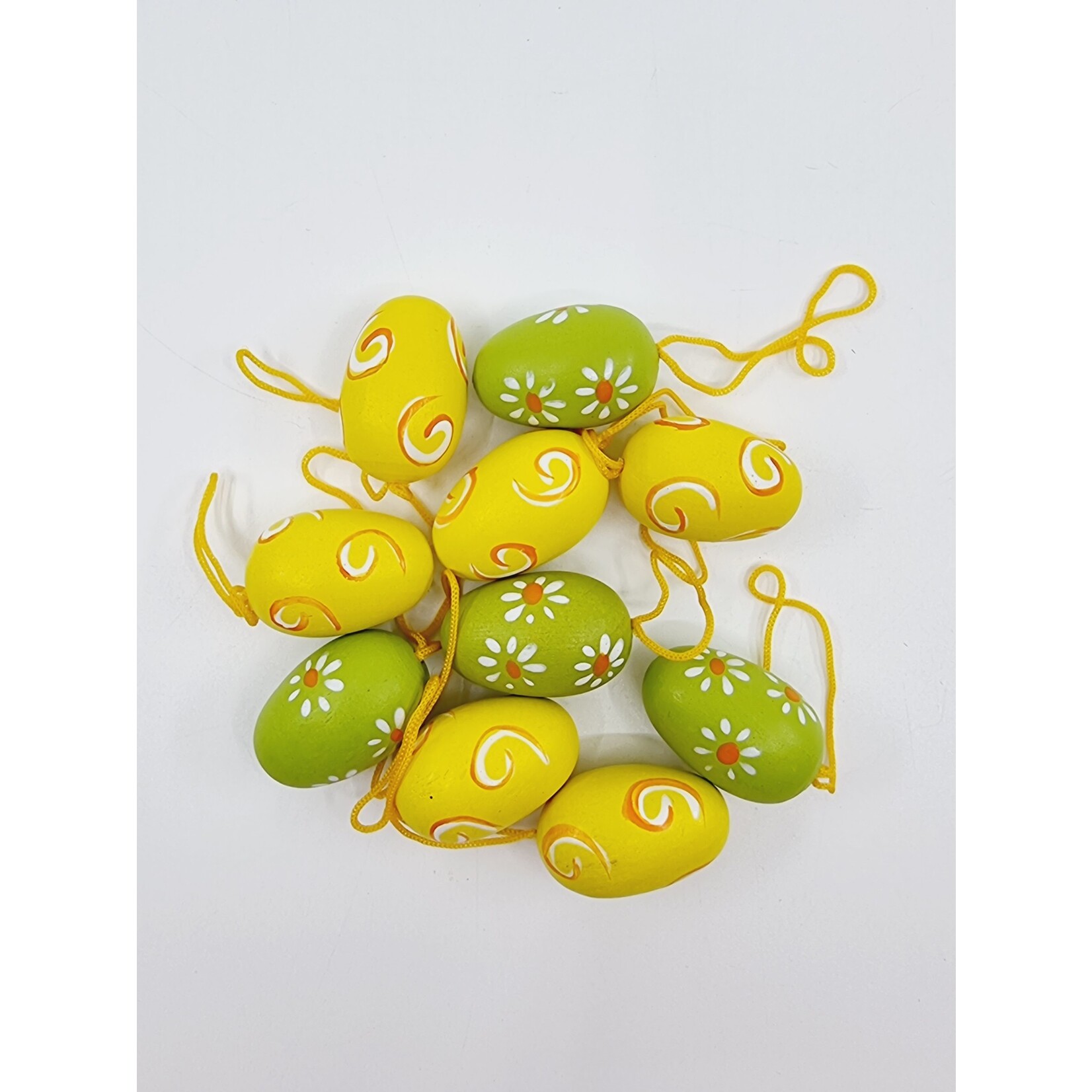 Oeuf à suspendre jaune et vert (10 pièces)