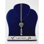 Collier coeur à fioriture - Lapis-lazuli avec calcite