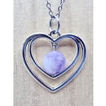 Collier duo de coeurs - Lépidolite