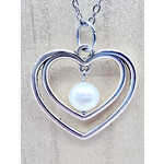 Collier duo de coeurs - Perle d'eau douce