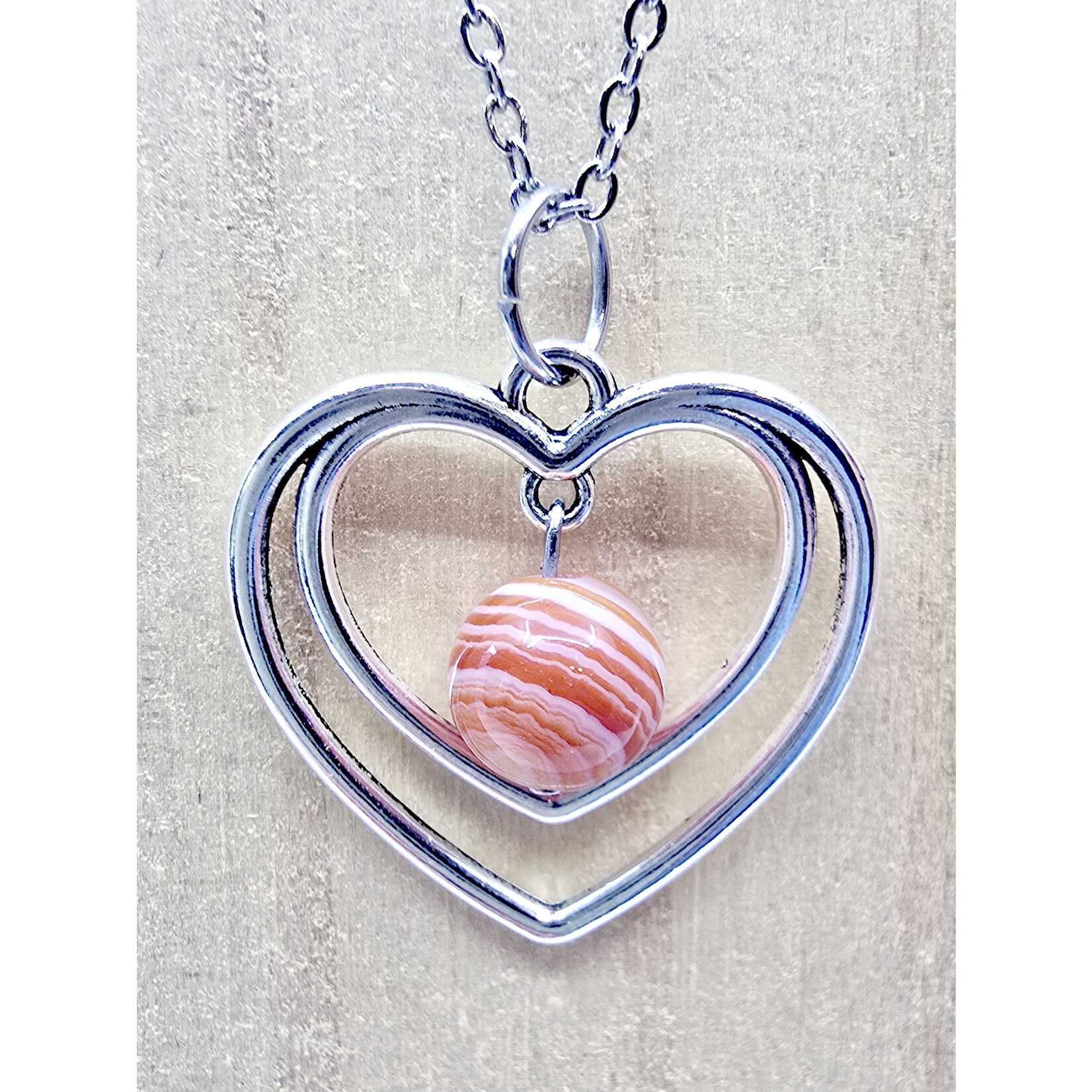 Collier duo de coeurs - Cornaline
