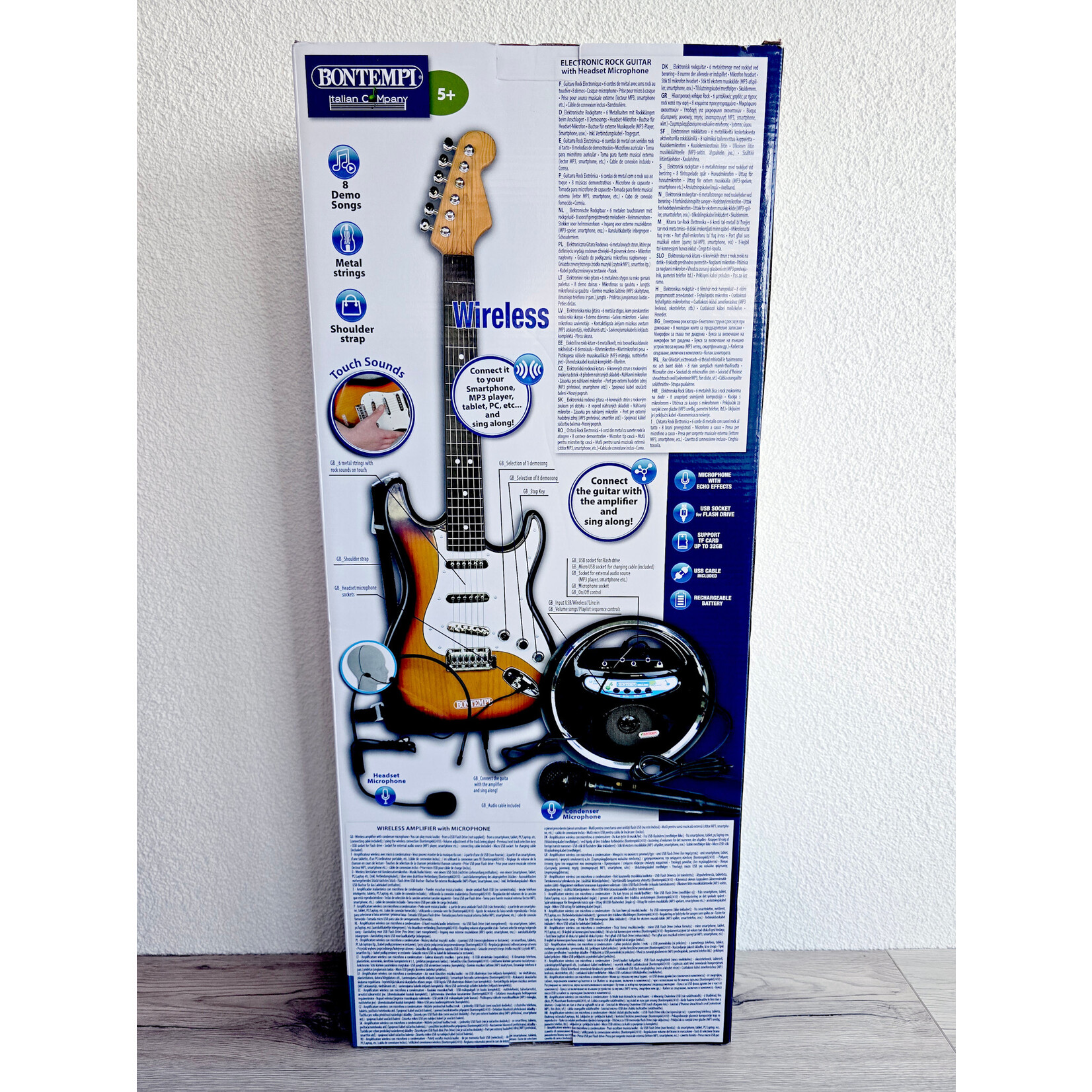 Bontempi Guitare rock électronique avec amplificateur sans fil et microphone