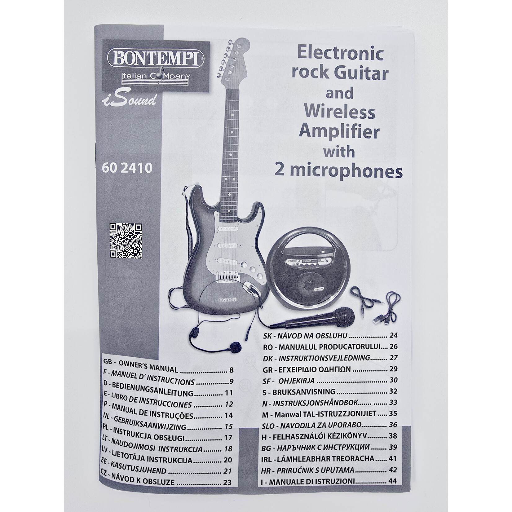 Bontempi Guitare rock électronique avec amplificateur sans fil et microphone