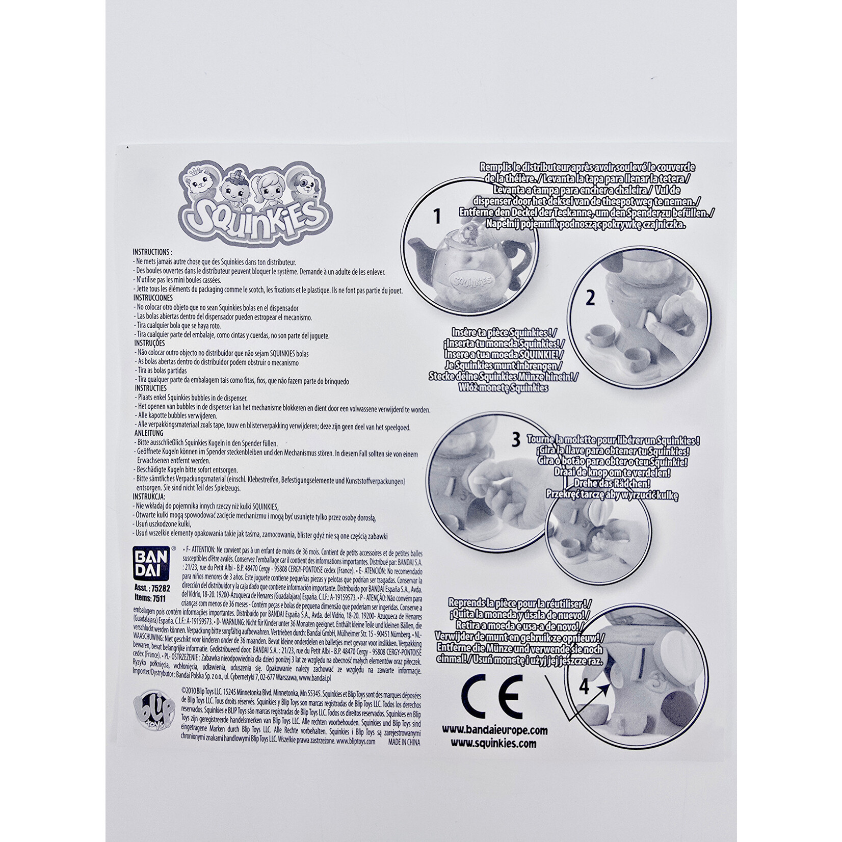 Bandai Théière surprise - Squinkies + pack de 6 Squinkies supplémentaires