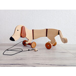 Chien articulé en bois à tirer