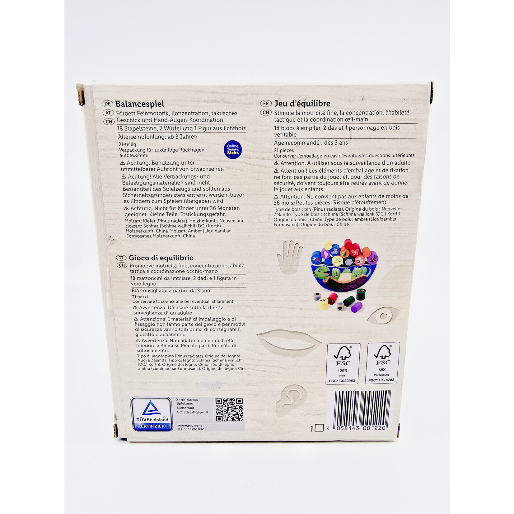 Playtive Jeu d'équilibre en bois - Tortue