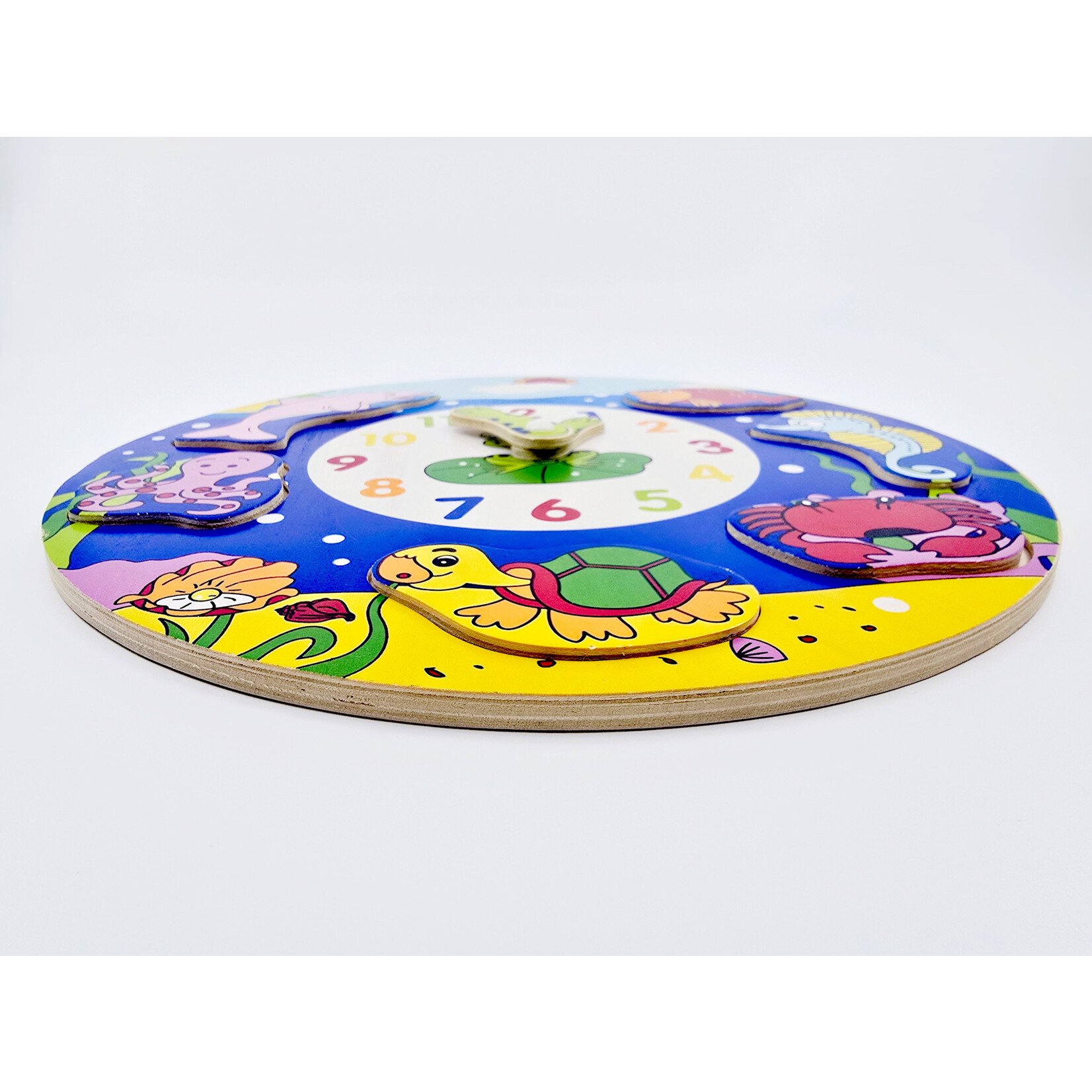 Puzzle horloge en bois – Animaux marins