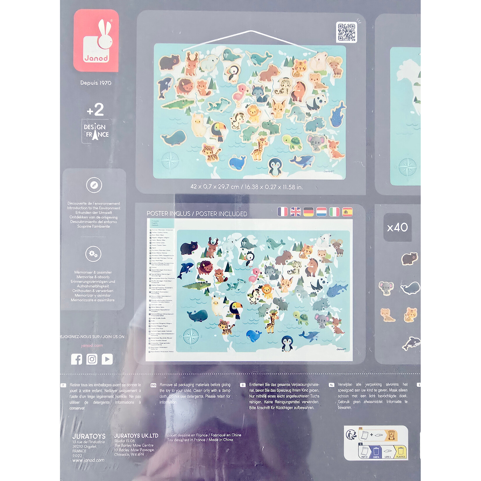 Janod Puzzle magnétique Janod – Les animaux du monde