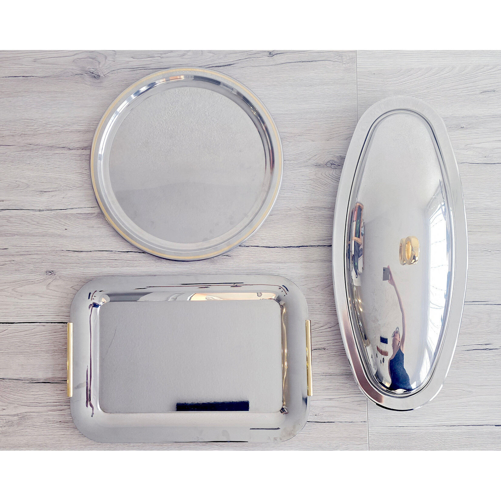 Trio de plats de service en inox