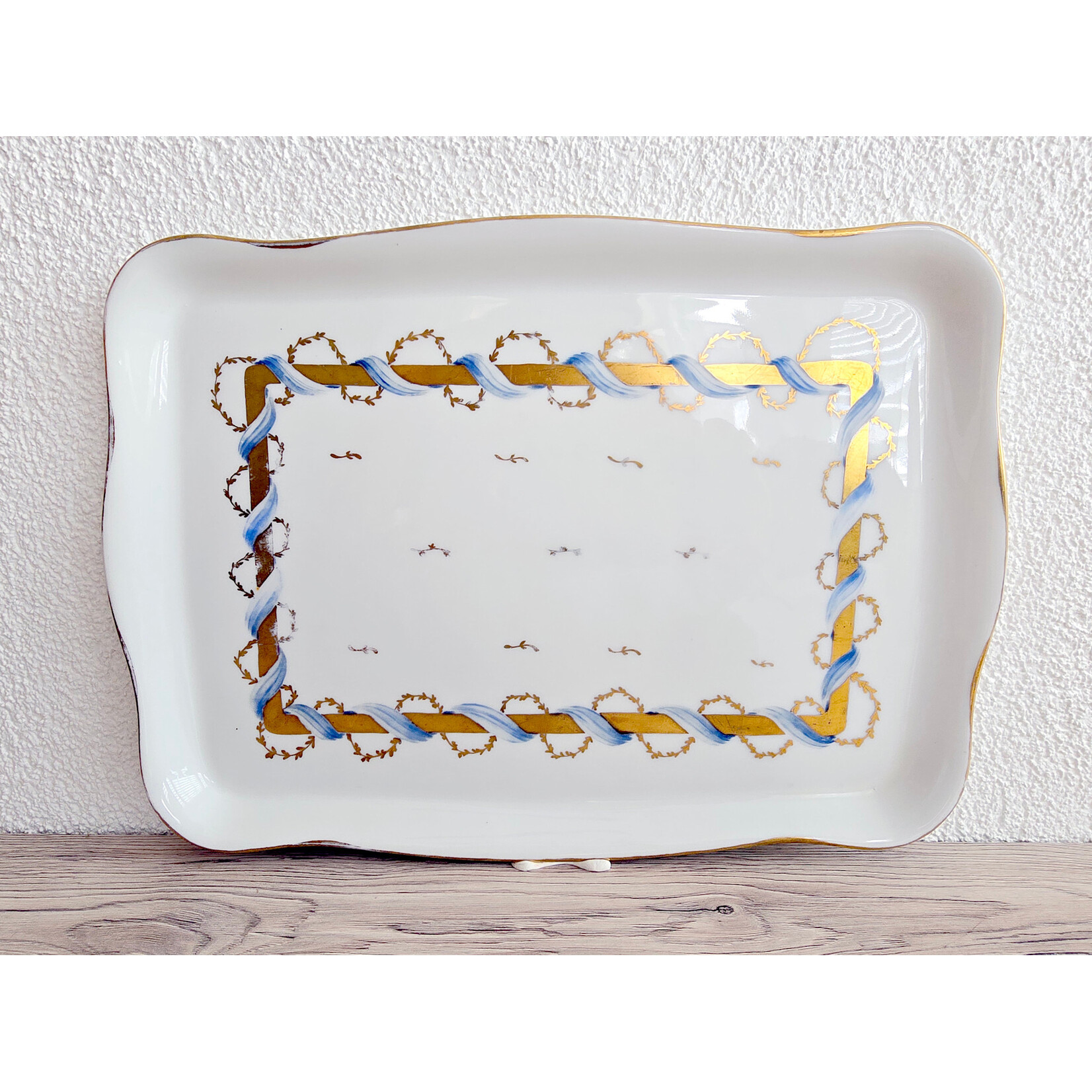 Plat de service rectangulaire en porcelaine