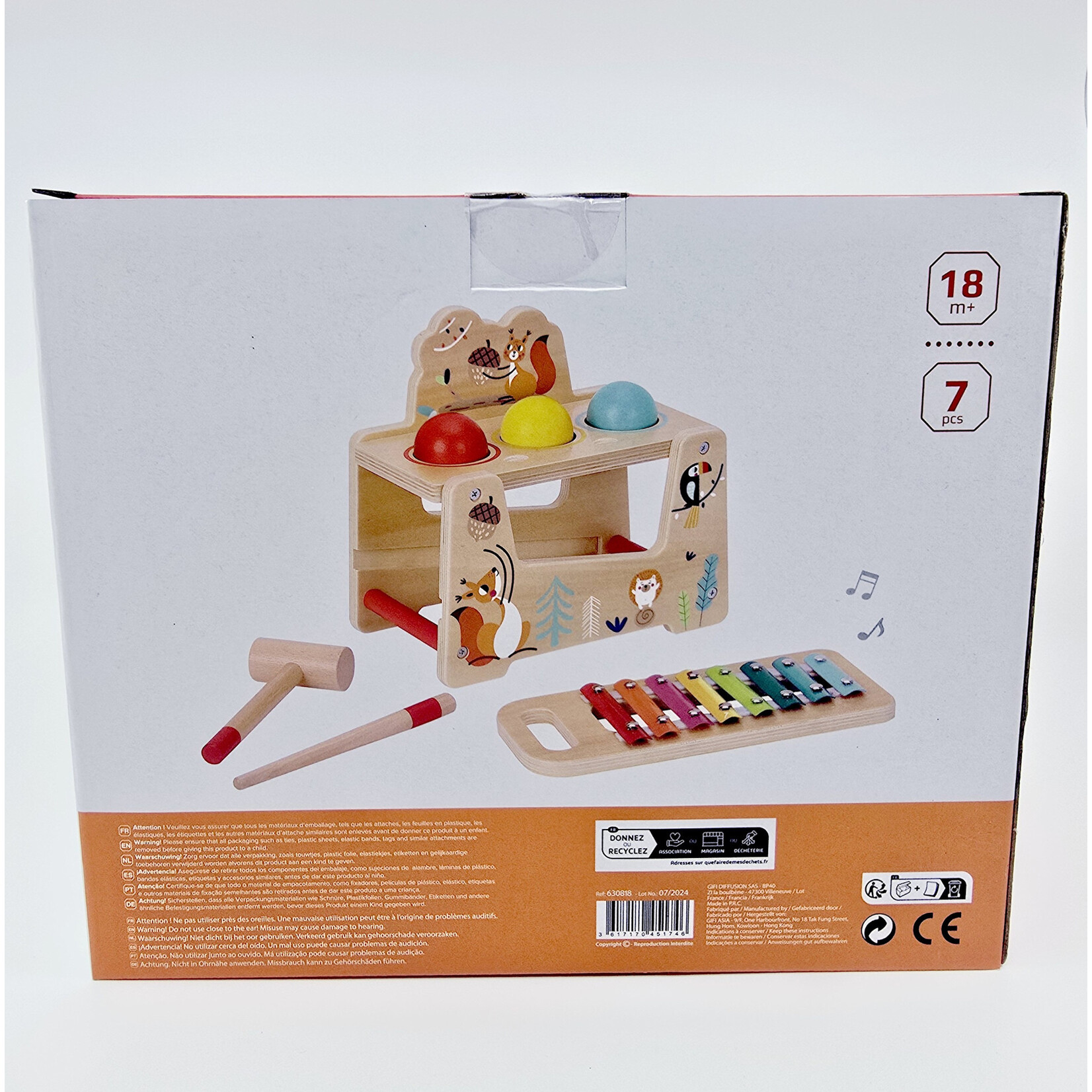 Jouet musical en bois – Xylophone & jeu à marteler