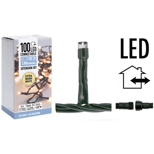 DecorativeLighting Koppelbare Kerstverlichting - 100 LED - 7.5m - extra warm wit DecorativeLighting Koppelbare Kerstverlichting - 100 LED - 7.5m - extra warm wit