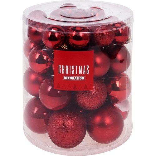 Christmas Decoration Kerstballenset - 44 stuks plastic - rood Christmas Decoration Kerstballenset - 44 stuks plastic - rood