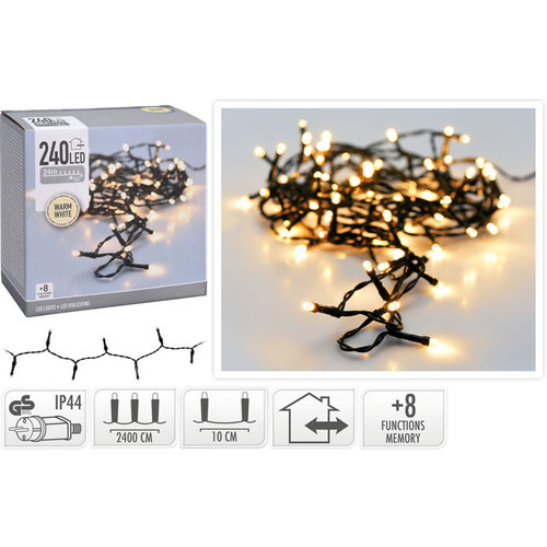 DecorativeLighting LED-verlichting 240 LED - 24meter - warm wit - 8 functies DecorativeLighting LED-verlichting 240 LED - 24meter - warm wit - 8 functies