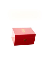 Cubata Cigares Luxueuse Cave à Cigares Havane Rouge avec Logo Dragon Chinois en Feuille d'Or 22.8K Fabriqué à la main par Maccarrone Toscane Italie pour 32 Cigares Havane Âgés de 11 ans et avec 2 Feuilles Medio Tiempo pour Rehausser leur Arôme et leur Délicieuse Saveur.