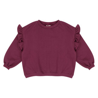 Jacky Sue LOIS RUFFLE SWEATER - BURGUNDY PLUM
