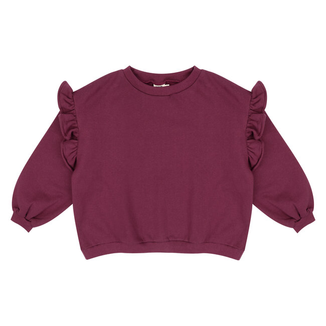 LOIS RUFFLE SWEATER - BURGUNDY PLUM