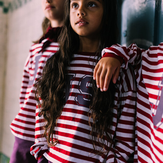 JS Longsleeve - Burgundy/Cream Stripe