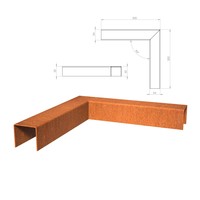 Cortenstaal u-profiel hoek 30x30x5,4x5cm