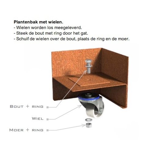 Cortenstaal plantenbak 100x50x50cm - Met bodem