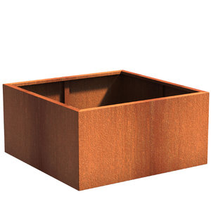 Cortenstaal plantenbak 120x120x60cm - Met bodem