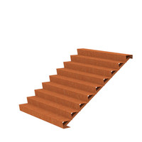 Cortenstaal trap B200xD216xH153 cm – 9 Treden