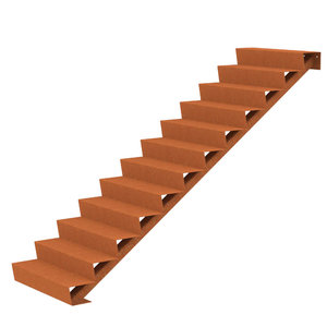 Cortenstaal trap B100xD288xH204 cm – 12 Treden