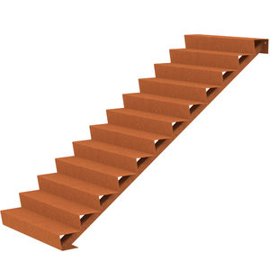 Cortenstaal trap B125xD288xH204 cm – 12 Treden