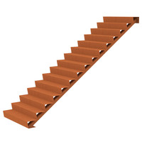 Cortenstaal trap B125xD360xH255 cm – 15 Treden