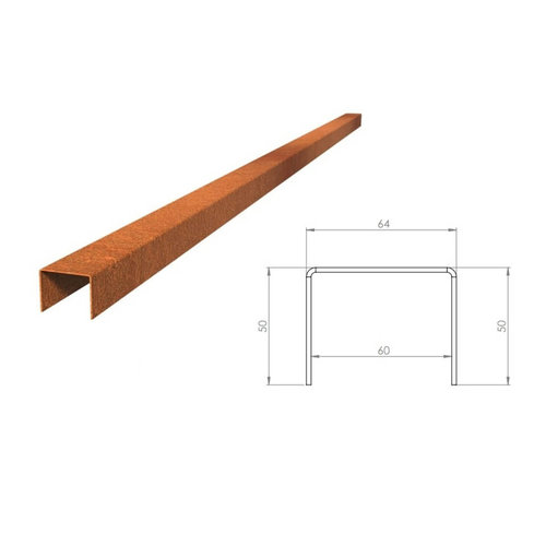 BetonTop Cortenstaal u-profiel 230x6,4x5cm