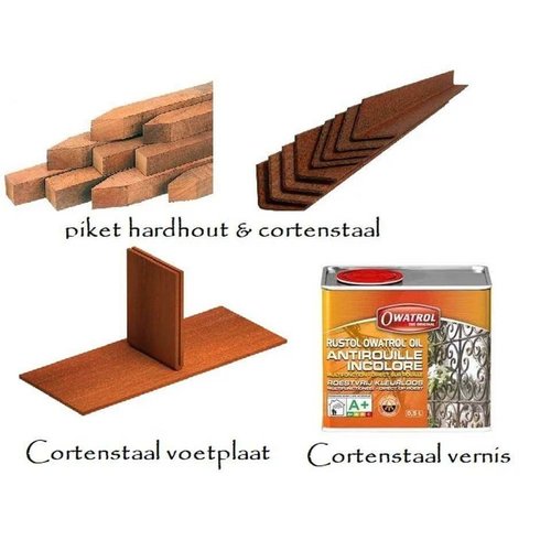 Cortenstaal kantopsluiting gezet 230x0,3x39cm